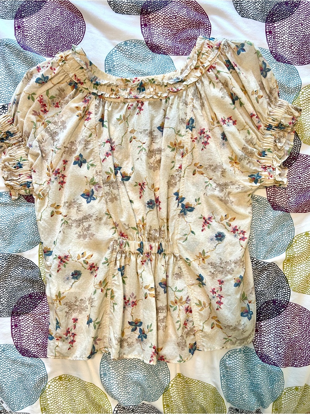 Pilcro Cream Floral Ruffle Blouse - Picture 9 of 9